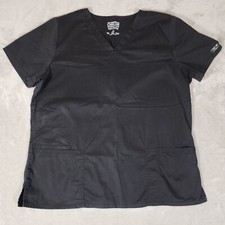 Cherokee Core Stretch Scrub Top Womens Large Black Medical Doctor Nurse Dentist