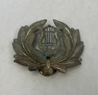 Brass Cap Badge Pin WW2 Military Musicians Harp