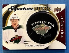 2015-16 Upper Deck Trilogy Signature Pucks Primary Logos Mikael Granlund Auto