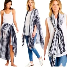 Cover Up Michael Stars Convertible Ruana Alligator Tie-Dye Scarf Wrap Sarong