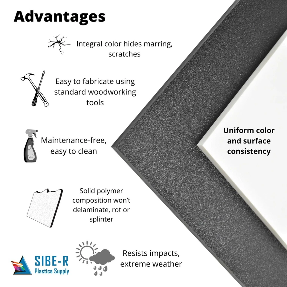 HDPE High Density Polyethylene Plastic Sheet 1/4" x 24" x 48" Natural White - Image 3 of 4