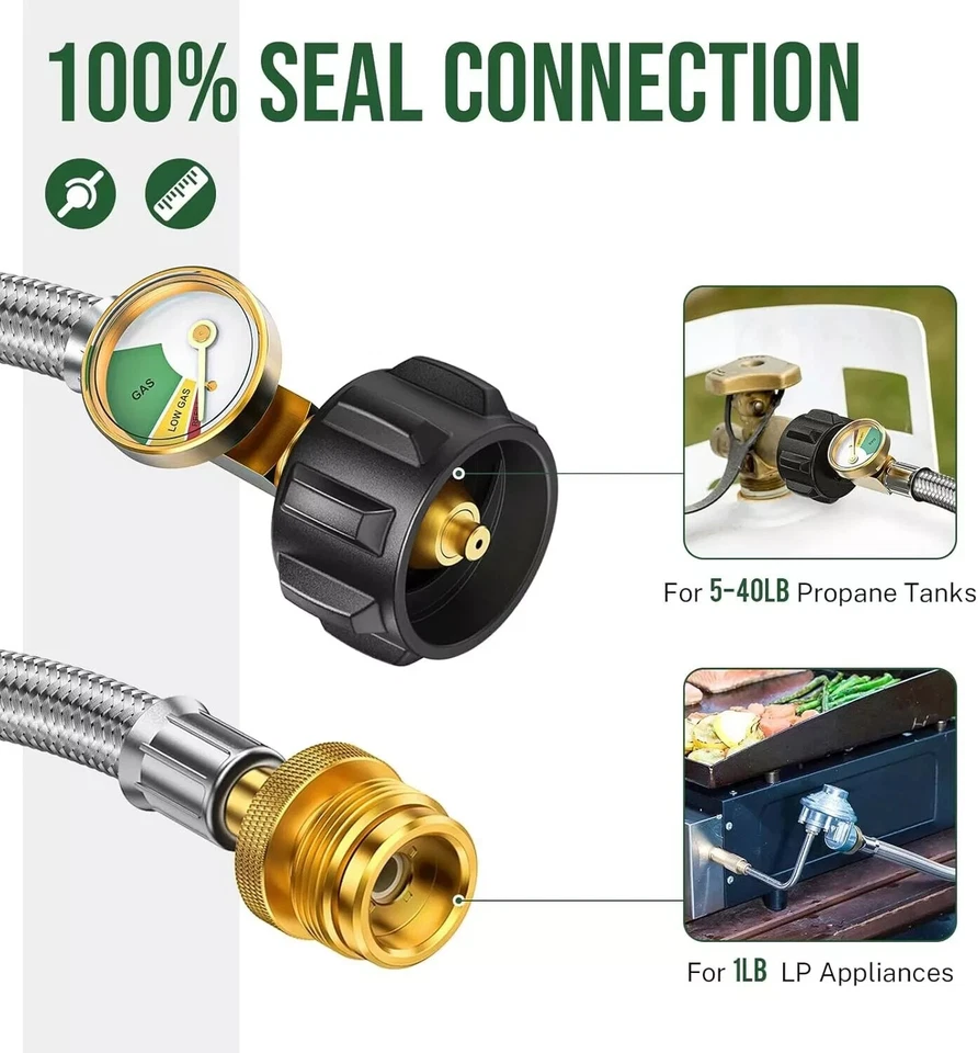 Repuesto de manguera reguladora de propano de 6 pies con medidor para Mr. Heater Big Buddy Coleman Foto 3 de 4