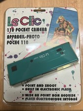 Vintage Le Clic 110 Pocket Camera Flash 110 Aqua/Teal  Black NOS Sealed
