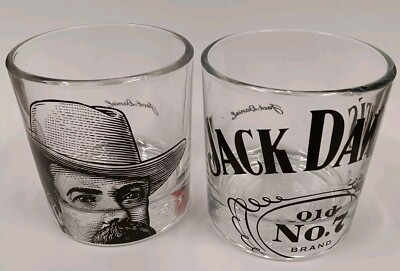 Jack Daniels Old No. 7 Tennessee Whiskey Portrait Rocks Glass Set of 2 Cocktail