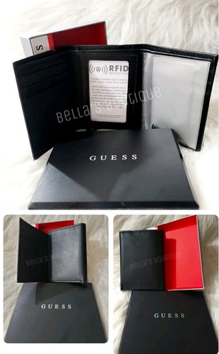 GUESS LOS ANGELES RFID PASSCASE DREIFACH GEFALTET SCHWARZ HERREN GELDBÖRSE mit VALET. - Bild 2 von 2