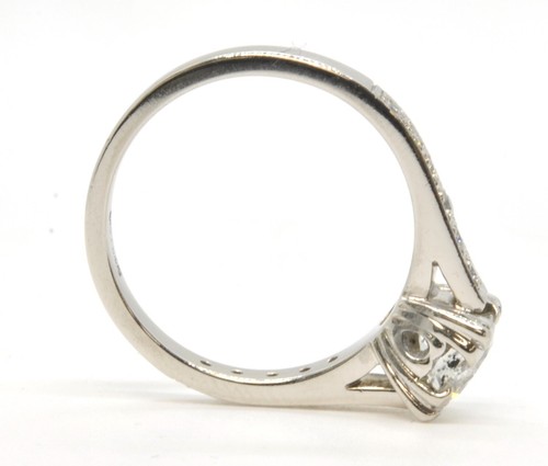 JABEL Platinum .80CT Brilliant Cut Diamond Solitaire & Accents Engagement Ring - Picture 8 of 16