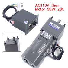 AC110V Single-phase Gear Motor Electric Variable Speed Controller 1:20 67RPM 90W