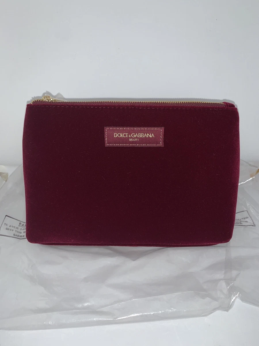 Dolce & Gabbana Beauty Bag Velvet Maroon Red Cosmetics Makeup