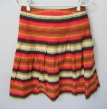 Talbots multicolor striped 100 cotton lined below knee pleated skirt Sz 10