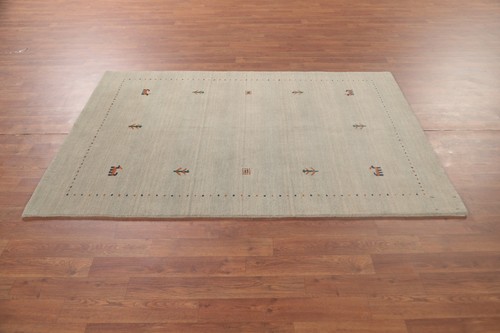 Tribal Little Animal Design Beige Wool Hand-knotted Gabbeh Rug Area Carpet 4'x6' - Picture 9 of 12