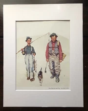 Norman Rockwell "Two Old Men and Dog: The Catch" 11 x 14 Matted Art Print-1950
