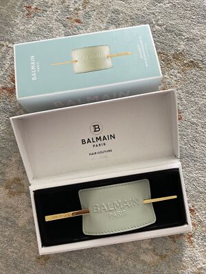 Authentic Balmain Hair Barrette Mint Leather hair  display picture 1