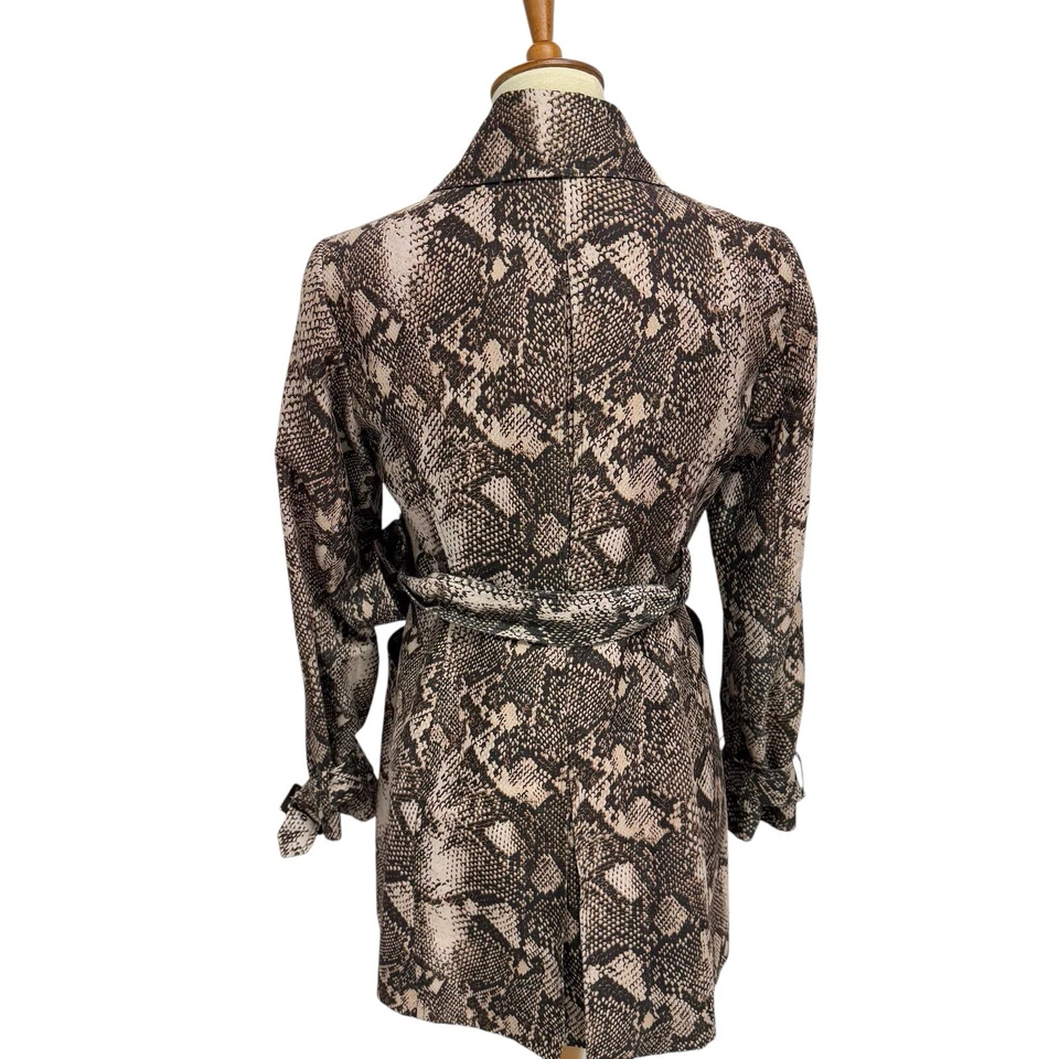 INC International Concept Mujer Gabardina Estampado Animal Cinturón Abrigo Talla S Foto 3 de 4