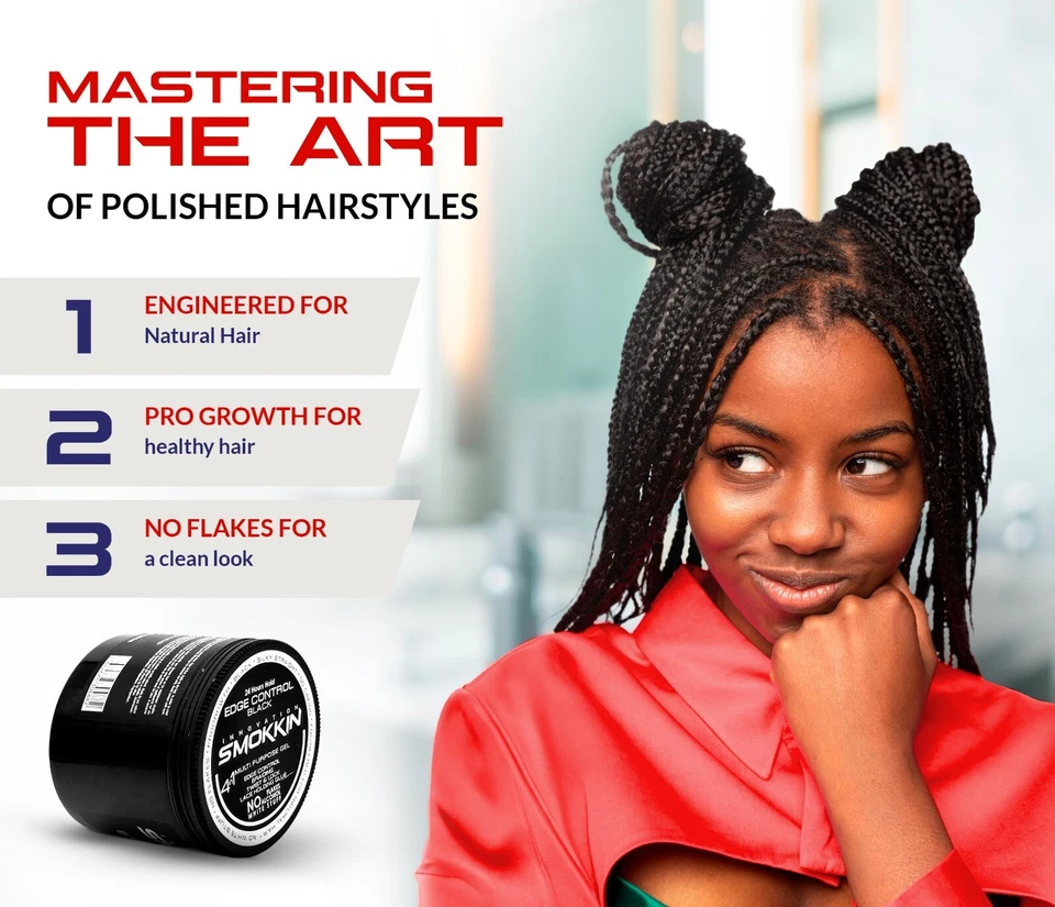 Smokkin Strong Hold Hair Gel, Braiding Gel, Edge Control-16.9 Fl oz- Black - Image 4 of 4