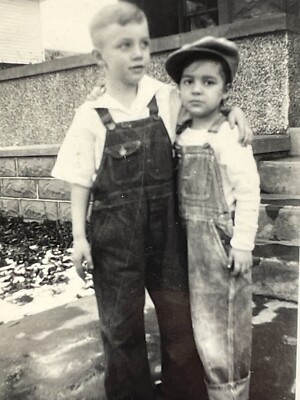 VH Photo Boys Embrace Hug Friends Brothers 1940s
