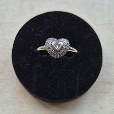 PANDORA 925 Silver Hallmarked Heart Band Ring Size L Love Theme