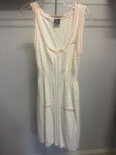 Le Tigre Womens Vintage White Cotton Knit Sleeveless Logo Dress L. Never worn