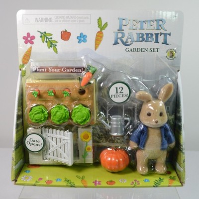 Peter Rabbit Garden Set 12-Pc Just Play like Calico Critters Flocked Bunny NEW