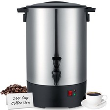 Large Commercial Coffee Urn 160 Cup Percolate Coffee Maker Stainless Steel Ho...