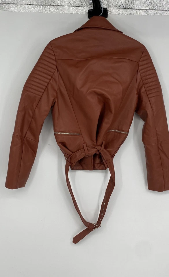 Love Tree Womens Brown Quilted Long Sleeve Motorcycle Jacket Size Medium - Image 2 of 4