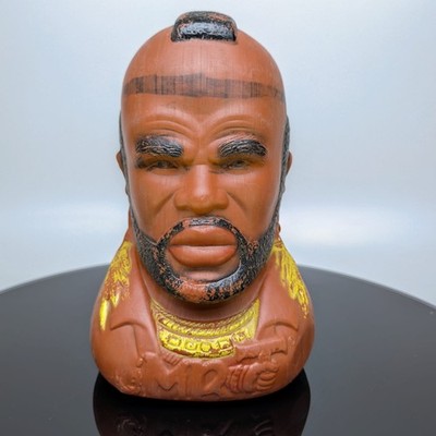 A.J. Renzi Plastic Corp Mr. T 1983 Blow Mold Coin Bank Ruby-Spears Vtg Bank