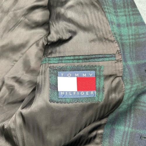 Tommy Hilfiger Men's Plaid Sport Coat Wool Blazer - Blue Green Large 40R - Picture 7 of 14