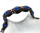 Bracelet Danny Pollak Toronto Designer 1990s Austrian Blue Crystal Copper Links
