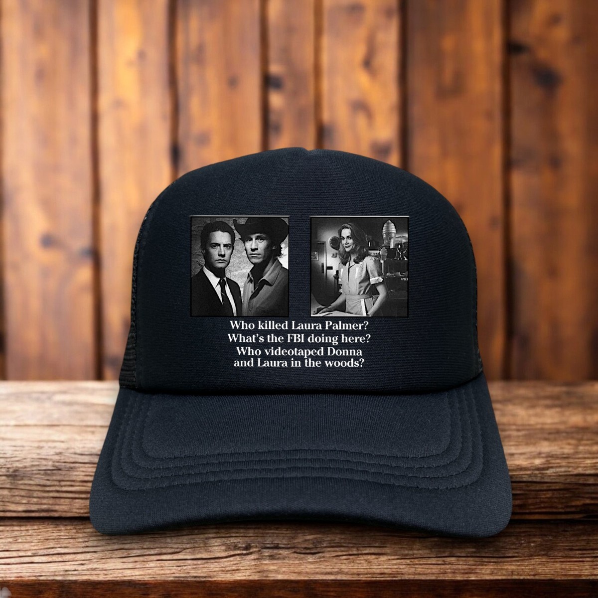 Twin Peaks Mens Trucker Hat Black Snapback David Lynch Laura