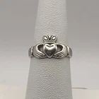 Vintage Sterling Silver 925 Claddagh Ring Size 7, 3.3 G
