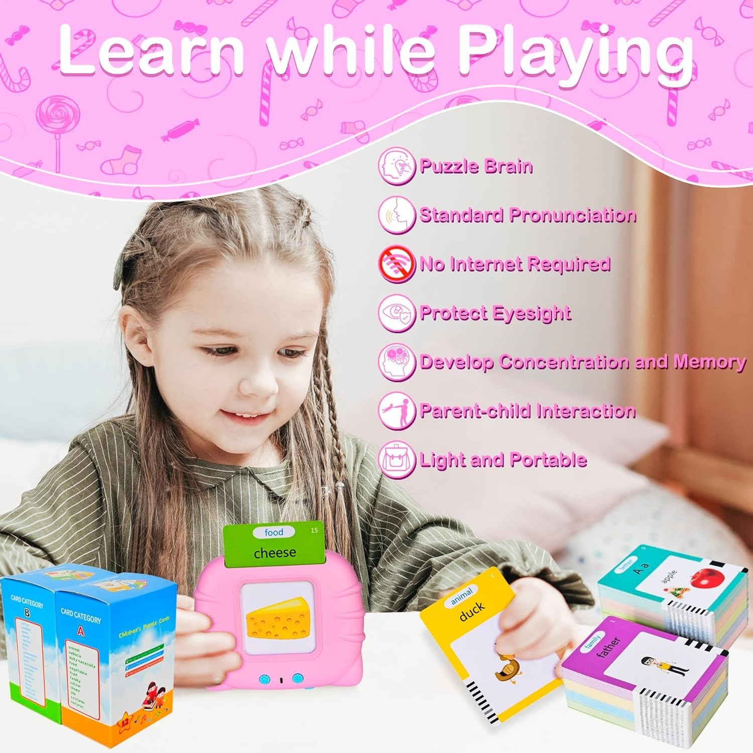 510 Talking Flash Cards for Kids 2-4 - Pocket Speech Therapy Toys for Autism,...