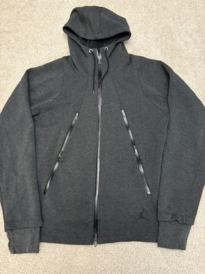 Men's Nike Air Jordan Tech Fleece Full Zip Jacket Hooded Gray Size Large