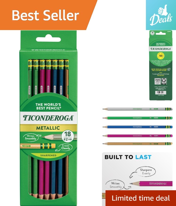 Trendy 18 Count Metallic Pencils, Pre-Sharpened HB Graphite 