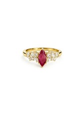Natural Ruby & Marquise Moissanite 925 Sterling Silver Unique Engagement Ring