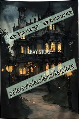 Night Lit Gothic House Cloth Wall Tapestry moody dark decor 59X82 in