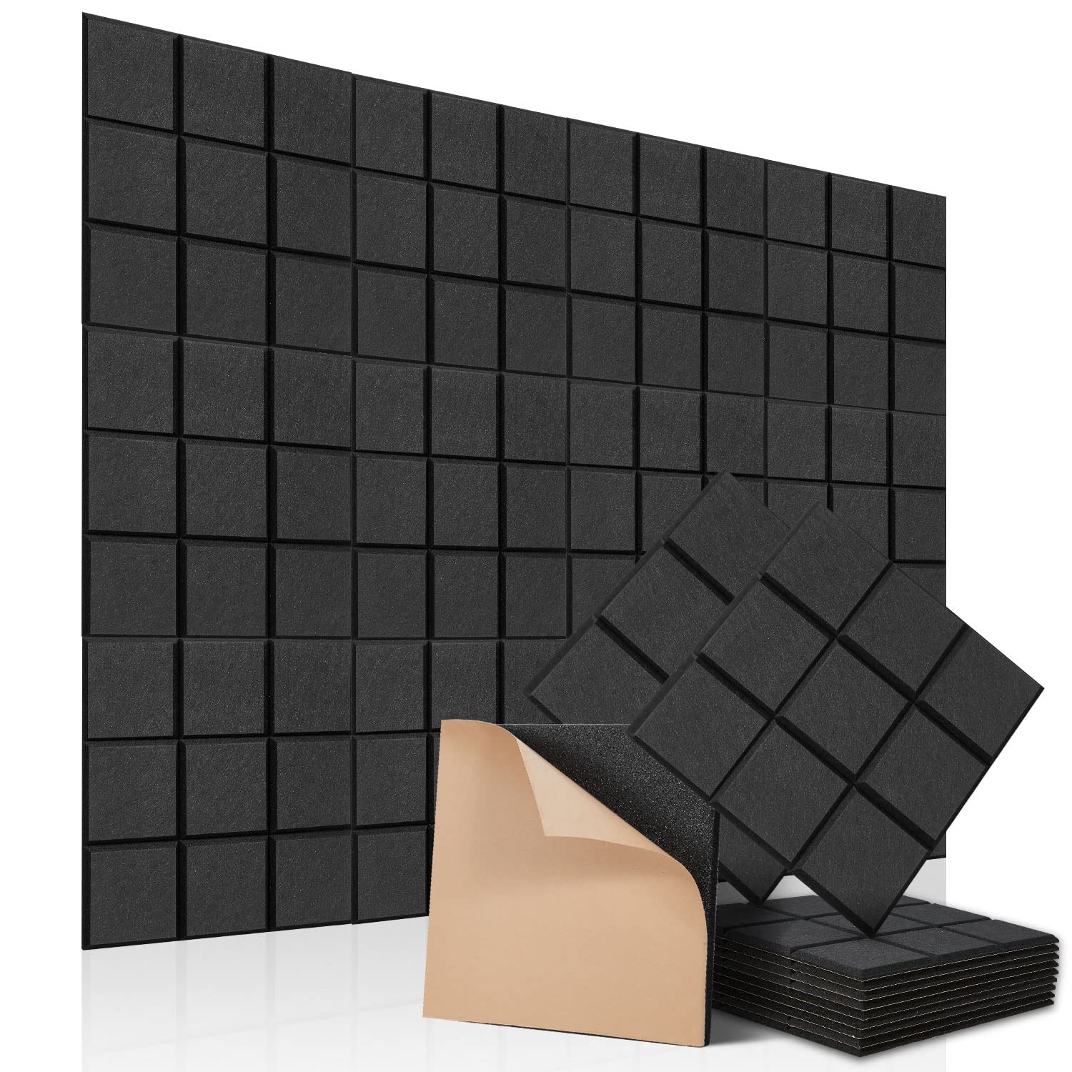 Plaques acoustiques autocollantes pour éliminer l'écho lot de 12 panneaux de mousse fins