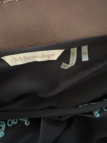 Soft Surroundings Size PXL Baja Black Jumpsuit Sleeveless Embroidered Tassels - Picture 4 of 4