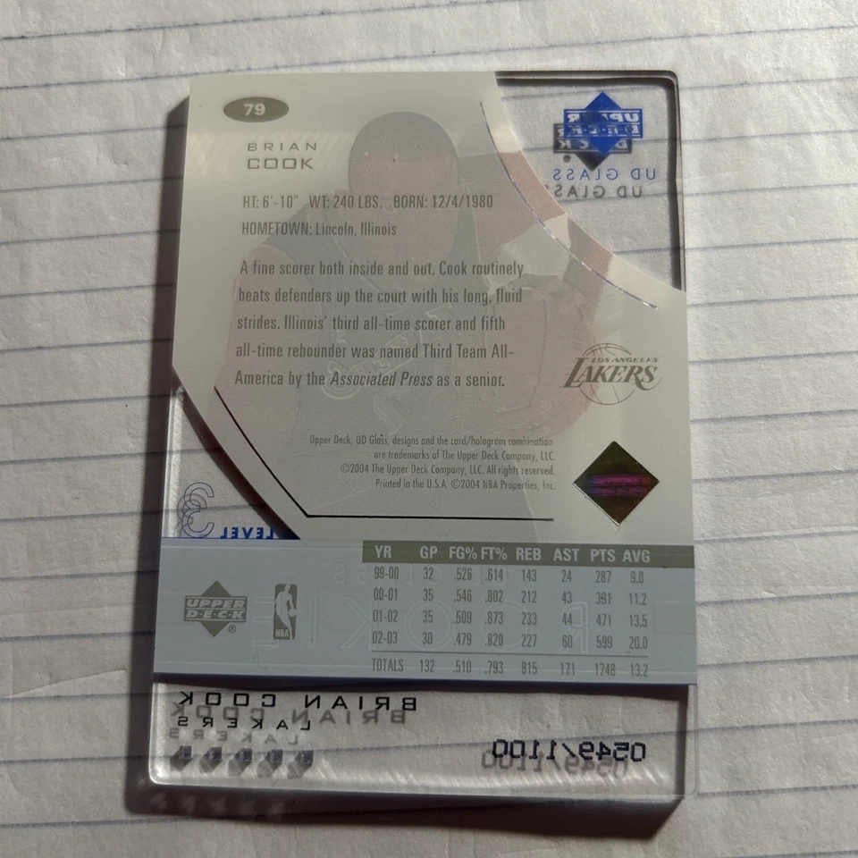 L34,452 -  2003-04 UD Glass #79 Brian Cook RC /1100 - Image 2 of 2