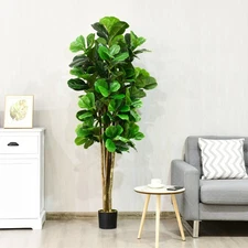 6 Feet Artificial Fiddle Leaf Fig Tree Indoor Outdoor Decorative Planter Green