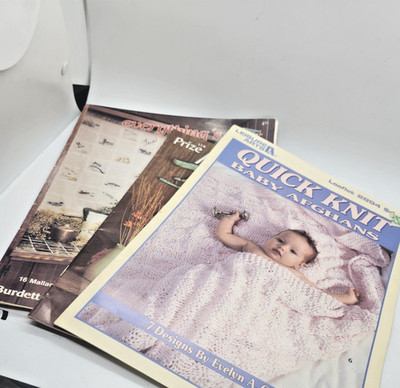 Vintage Needlecraft Pattern Booklet Lot Leisure Arts Baby Afghans Mallard Ducks