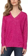 Buffalo David Bitton Womens Pink Super Soft Cozy V Neck Sweater Size S NWT
