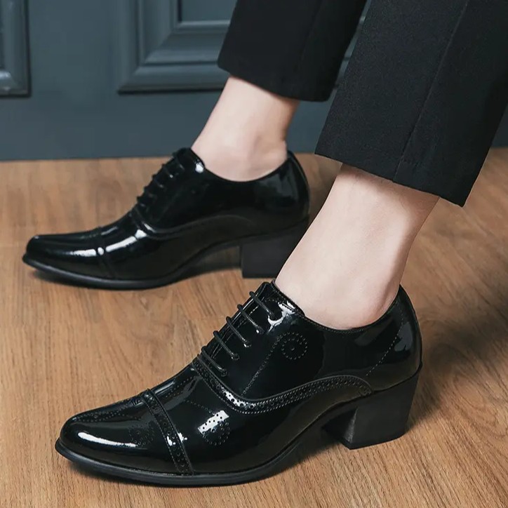 SAOLA Scarpe uomo inglesi stringate a punta abito formale tacco cubano intagliato matrimonio tg