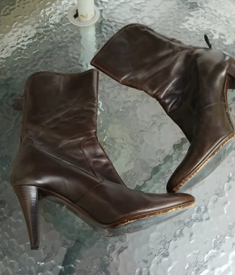 Cole Haan Boots Womens Brown Leather Pointed Toe Stiletto Heels Mid Calf  7.5 B - Image 3 of 4