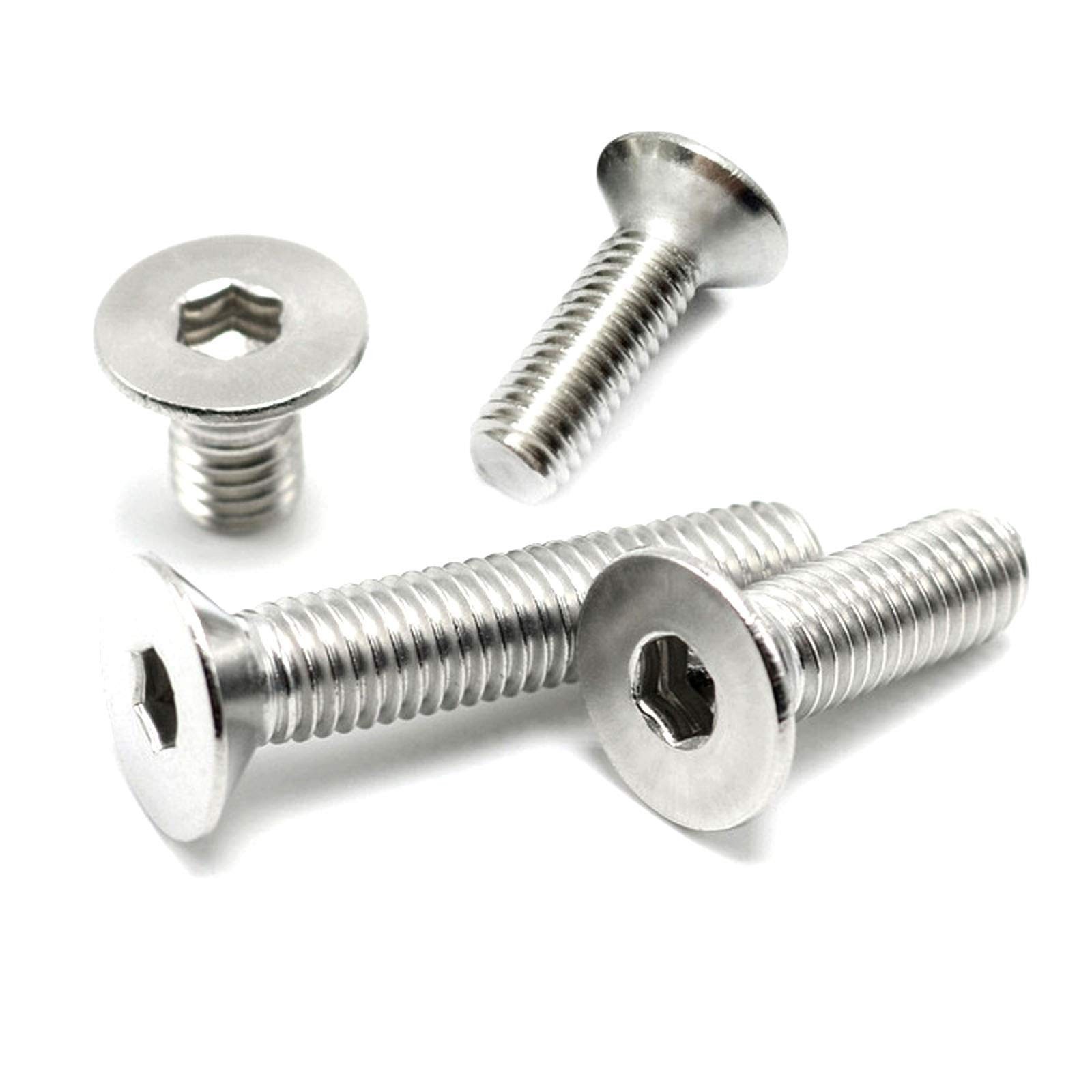 50 Pcs M5-0.8 x 10mm Flat Head Socket Cap Screws Bolts, Stainless Steel ...