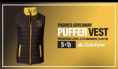    *SIZE XL* San Diego Padres Puffer Vest SGA 4/15/26 Presale
