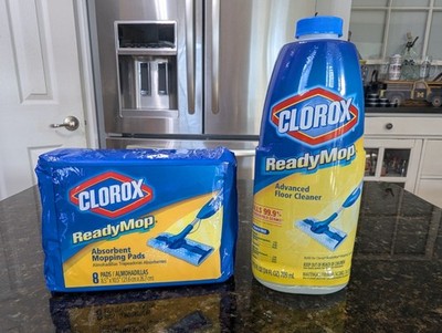 Clorox Ready Mop Advanced Floor Cleaner 24oz & Absorbent Mopping Pads 8 Ct DISCD