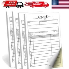 200 Sets of 3.4x5.5 Carbonless Duplicate Receipt Pads for Small Business Owners