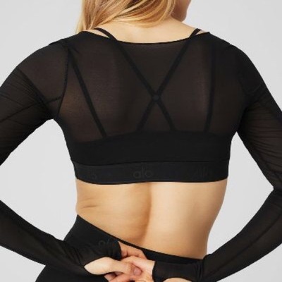 Alo Yoga Airlift Long Sleeve Ballet Dream Bra Black XS | eBay