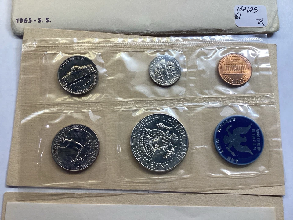 1965 Special Mint Set 5 Coins Original Packaging with Silver Kennedy 102125 61tr - Image 4 of 4