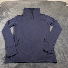 Under Armour Funnel Neck Pullover Womens Small Navy Blue Thumbholes Loose Fit