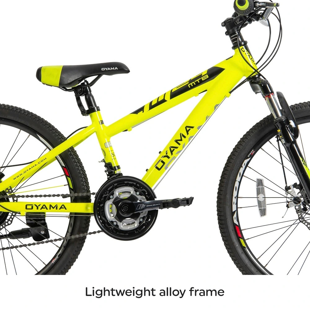 24 Inch Oyama JM24 Mountain Bike Yellow 18-Speed Shimano Gear